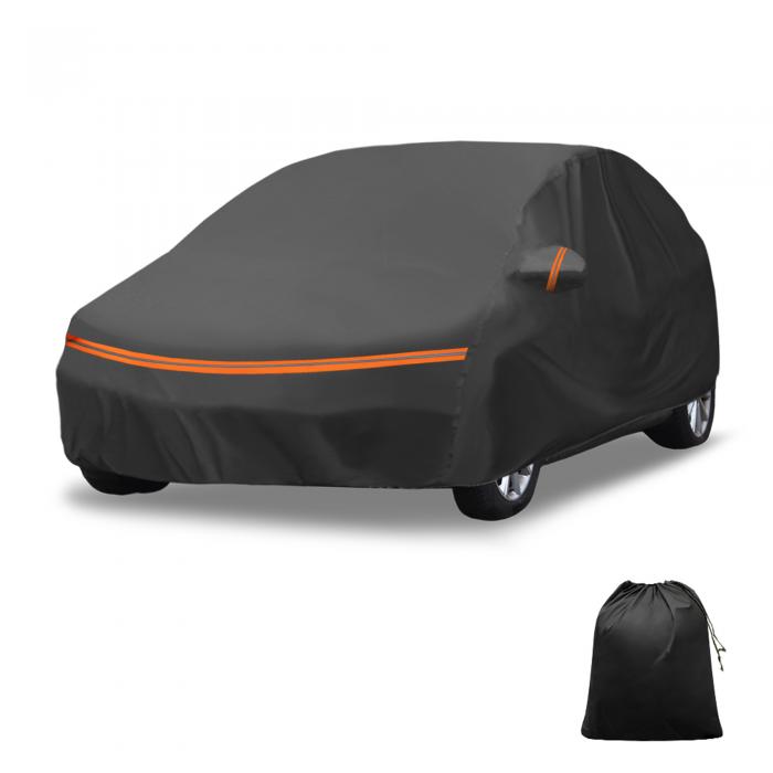 X AUTOHAUX Fordに対応C-Max 2003-2019用の車カバー PEVAスパンレース綿製 自動車カバー ボディカバー カーカバー 防水性アップ 雹対策 日焼け防止 梅雨対策 防炎 雪/強風/黄砂対策 乗客用ドアジッパー 付き ブラック