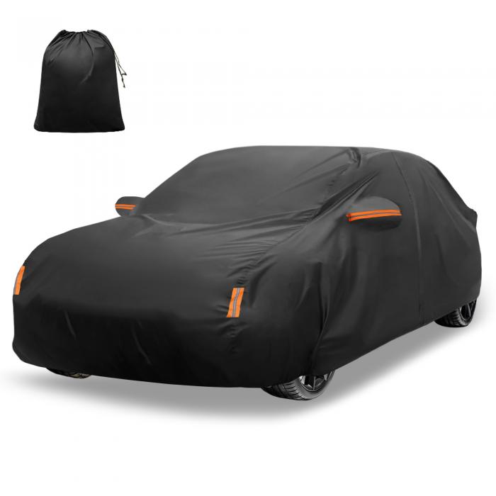 X AUTOHAUX 防水車カバー 210D-PU車用 ホンダに対応アコード用 ドライバードアジッパー付き 500x190x120cm 自動車カバー ボディカバー カーカバー 防水性アップ 日焼け防止 梅雨対策 防炎 防塵 雪/強風/黄砂対策 ブラック