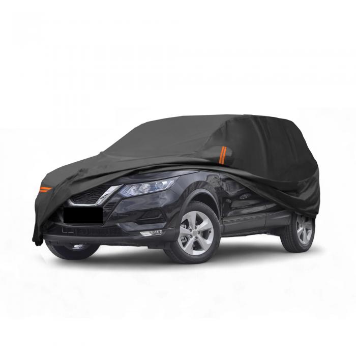X AUTOHAUX Nissanに対応カシュカイ2014-2022用の車カバーPEVAスパンレース綿 自動車カバー ボディカバー カーカバー 防水性アップ 雹対策 日焼け防止 梅雨対策 防炎 防塵 雪/強風/黄砂対策 乗客用ドアジッパー ブラック
