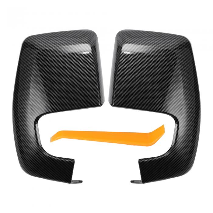 X AUTOHAUX Fordに対応トランジットカスタムv 362 2012-2023用のブラックカーボンファイバー製の車のリアビュードライバーパッセンジャーサイドミラーカバーキャップ交換セットミラーガードカバーエクステリア装飾トリム