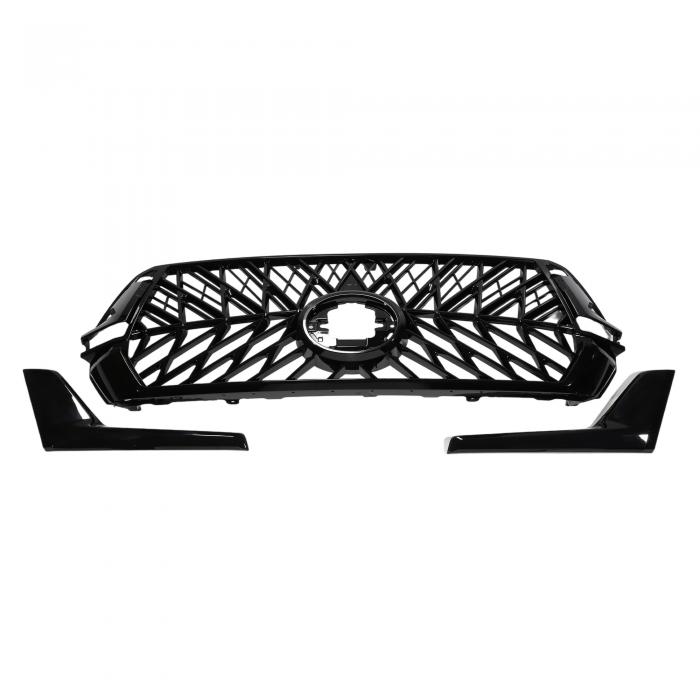 X AUTOHAUX トヨタに対応 ランドクルーザー LC200 2016-2020 用 フロントアッパーバンパーグリル グリル フェイスリフト TRD クローム シルバー トーン ブラック|ドラゴンマーツ