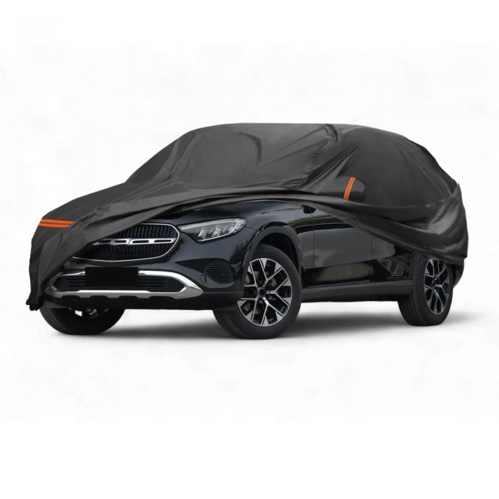 X AUTOHAUX メルセデスに対応・ベンツに対応GLC 2015-2023用の車カバー PEVAスパンレース綿製 自動車カバー ボディカバー カーカバー 防水 日焼け防止 梅雨対策 防炎 雪/強風/黄砂対策 乗客用ドアジッパー 付き ブラック｜ドラゴンマーツ