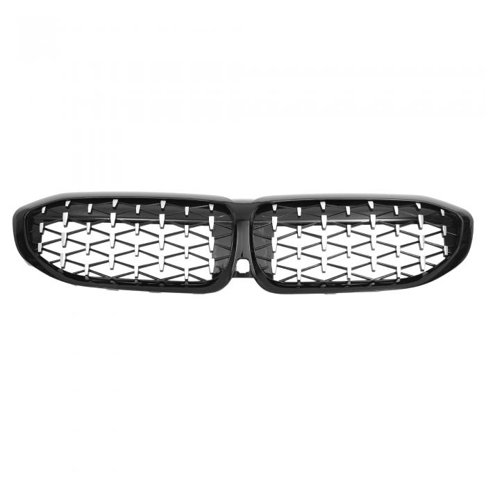 X AUTOHAUX No.51138072085 フロントフードバンパーグリル BMWに対応 3シリーズ19-23 左右1個 ダイヤモンドシルバートーン黒い