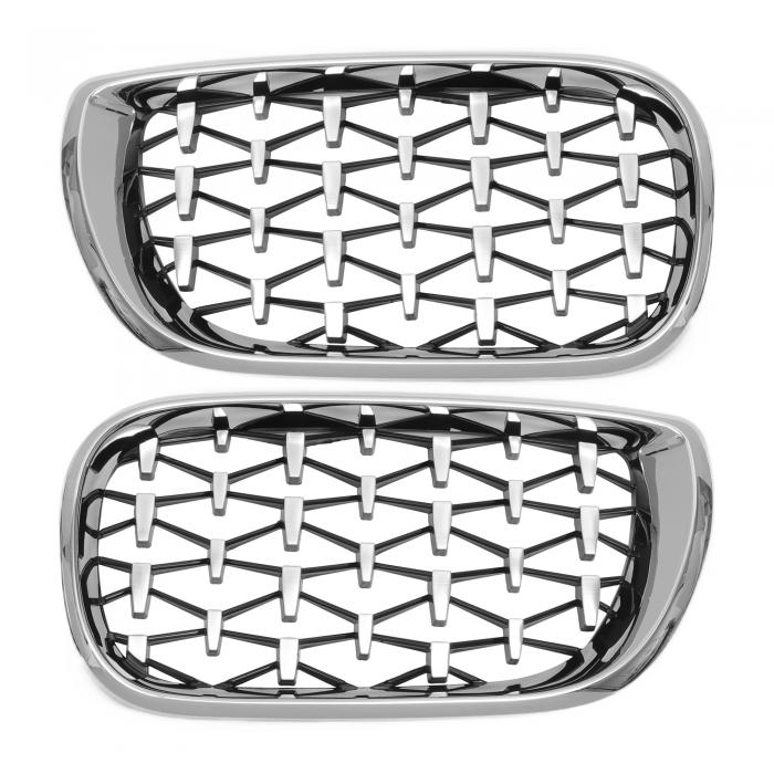 X AUTOHAUX No.51132158542/51132158543 フロントフードバンパーグリル BMWに対応 3シリーズ 02-05 左右1ペア シルバートーン