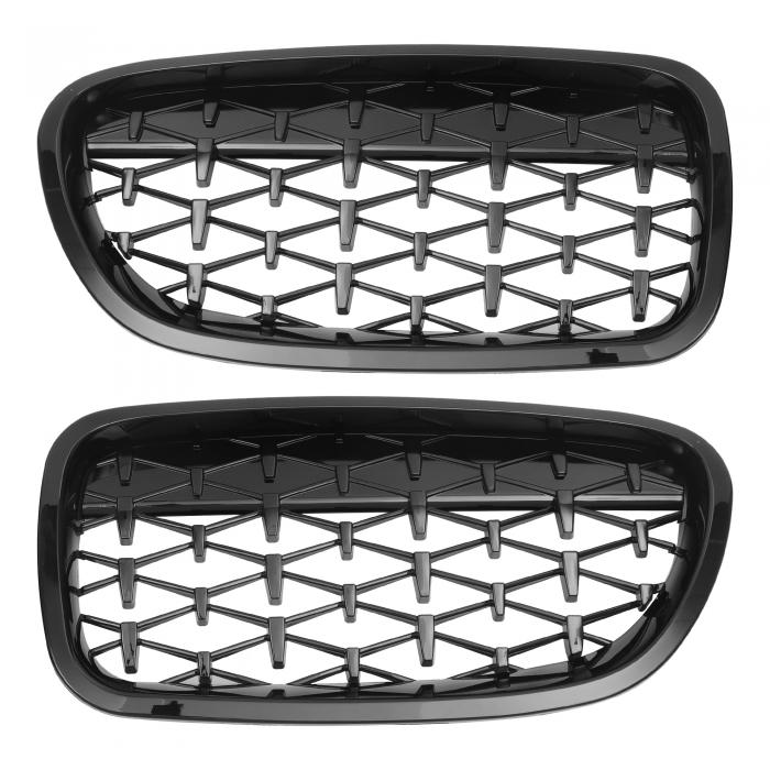 X AUTOHAUX No.51137261356/51137203650 フロントフードバンパーグリル BMWに対応 5シリーズ F10 2011-16 フロントバンパーキドニーグリル ダイヤモンドスター グロスブラッ ク ペア