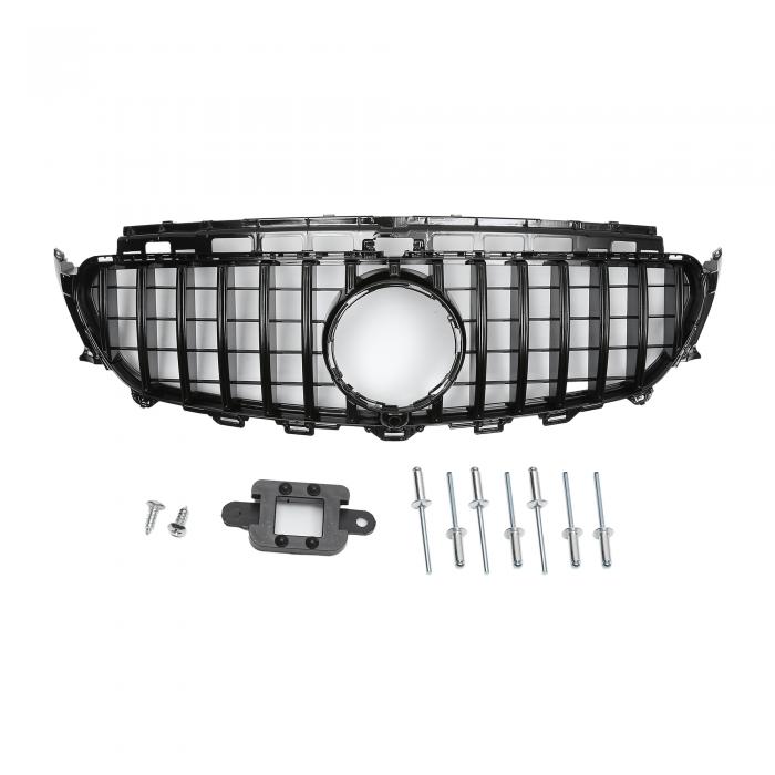 X AUTOHAUX メルセデスベンツに対応E200 2016-2020用フロントアッパーフードバンパーグリル AMGスタイル 黒い