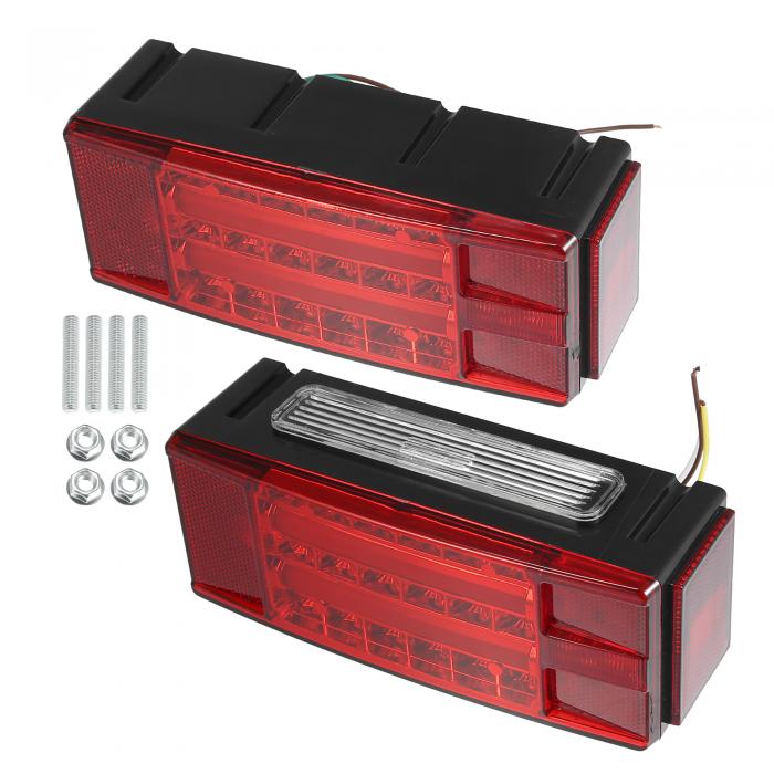 uxcell 左48右39LEDトレーラーテールライト 12V-36V ウインカーブレーキテールライト ユニバーサル ユーティリティ トレーラー トラック ボート ピックアップ用 レッド ホワイト アンバー 2個