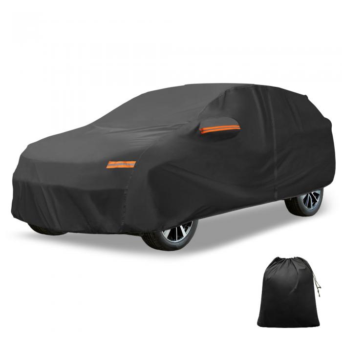 X AUTOHAUX kiaに対応スポーテージ用のカーカバー210D-PU 自動車カバー ボディカバー カーカバー 防水性アップ 雹対策 日焼け防止 梅雨対策 防炎 防塵 雪/強風/黄砂対策 ドライバードアジッパー付き ブラック