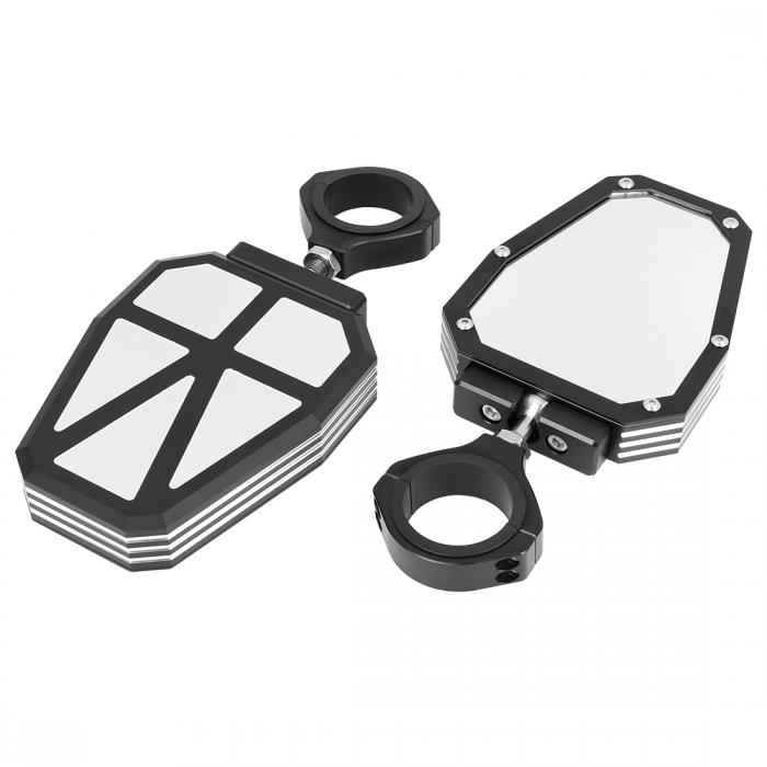 X AUTOHAUX UTVオフロードリアビューサイドミラー 45mmラウンドロールケージ Polarisに対応 RZR用 Arctic Catに対応 Yamaha用 Rhino用 ブラック ペア