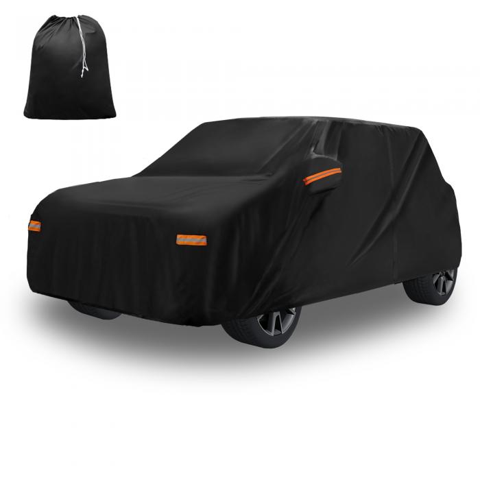 X AUTOHAUX カーカバー フルカーカバー 自動車カバー ボディカバー カーカバー 防水性アップ 雹対策 日焼け防止 梅雨対策 防炎 防塵 雪/強風/黄砂対策 ドライバードアジッパー付き 黒い ミニクーパー 2ドア 2002-2021用