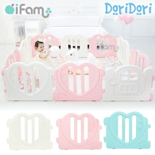 楽天市場 P3倍 最大1500円offクーポン対象 ベビーサークル 扉付き 10枚セット ドア付き ベビーゲート 折りたたみ プレイヤード パステルカラー ハート ベビー サークル 女の子 おしゃれ かわいい ワイド メッシュ 置くだけ 柵 子供部屋 Ifam ライク ユー If31 Doridori