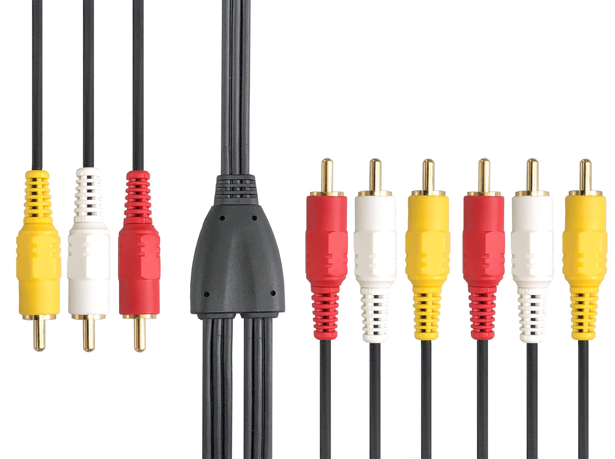 【中古】【非常に良い】フジパーツ 2分配 AVケーブル 3ピン-6ピン 2m RCA×3(オス)→RCA×6(オス)ケーブル 2m 高純度99.996％OFC無酸素銅ケーブル FVC-131
