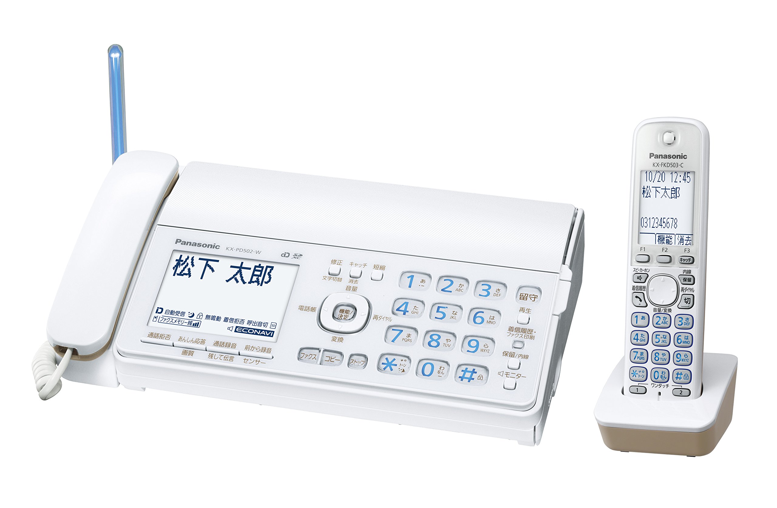 【中古】【非常に良い】パナソニック おたっくす デジタルコードレスFAX 子機1台付き 1.9GHz DECT準拠方式 ホワイト KX-PD502DL-W