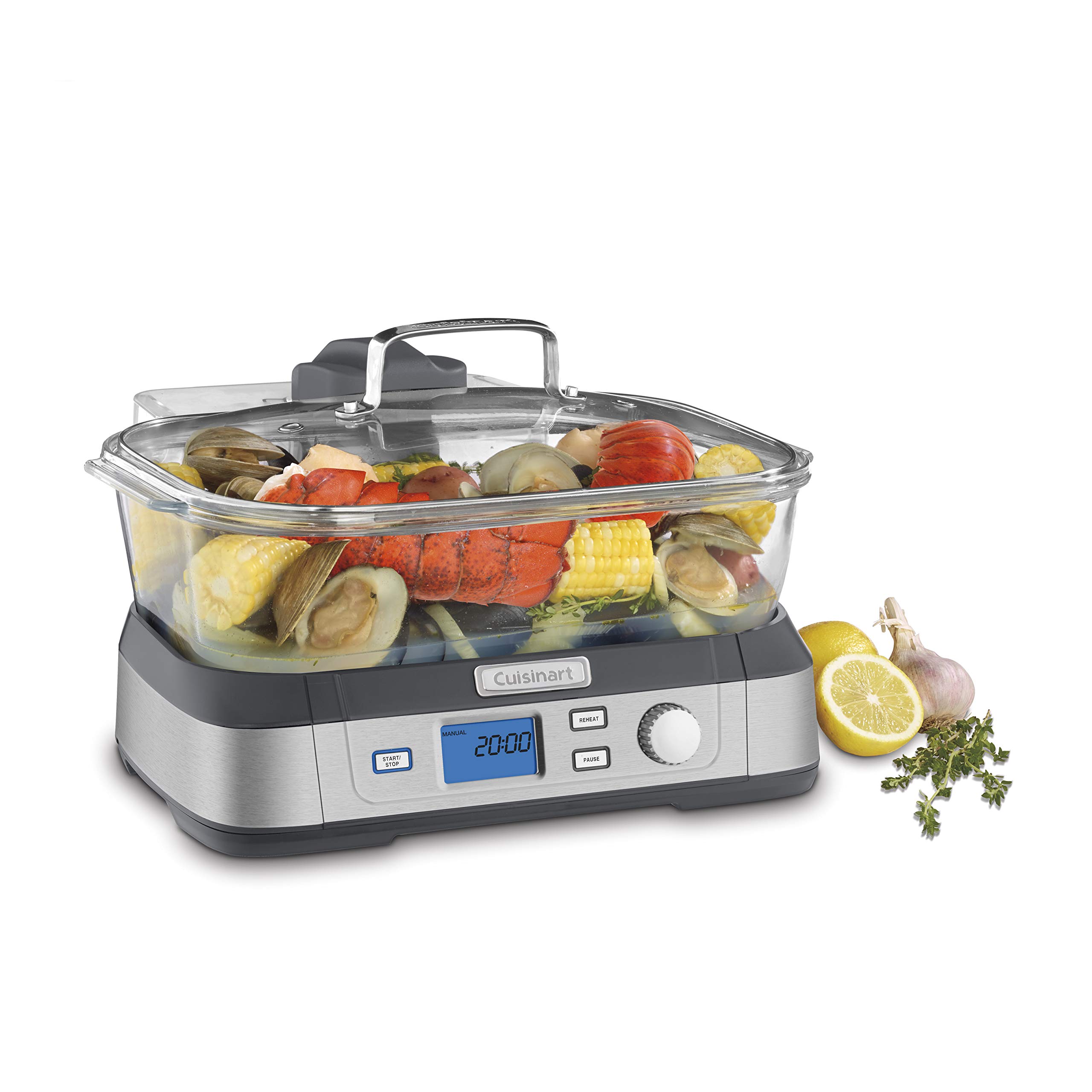 【中古】【非常に良い】Cuisinart STM-1000 デジタルクック フレッシュデジタルガラススチーマー ステンレス