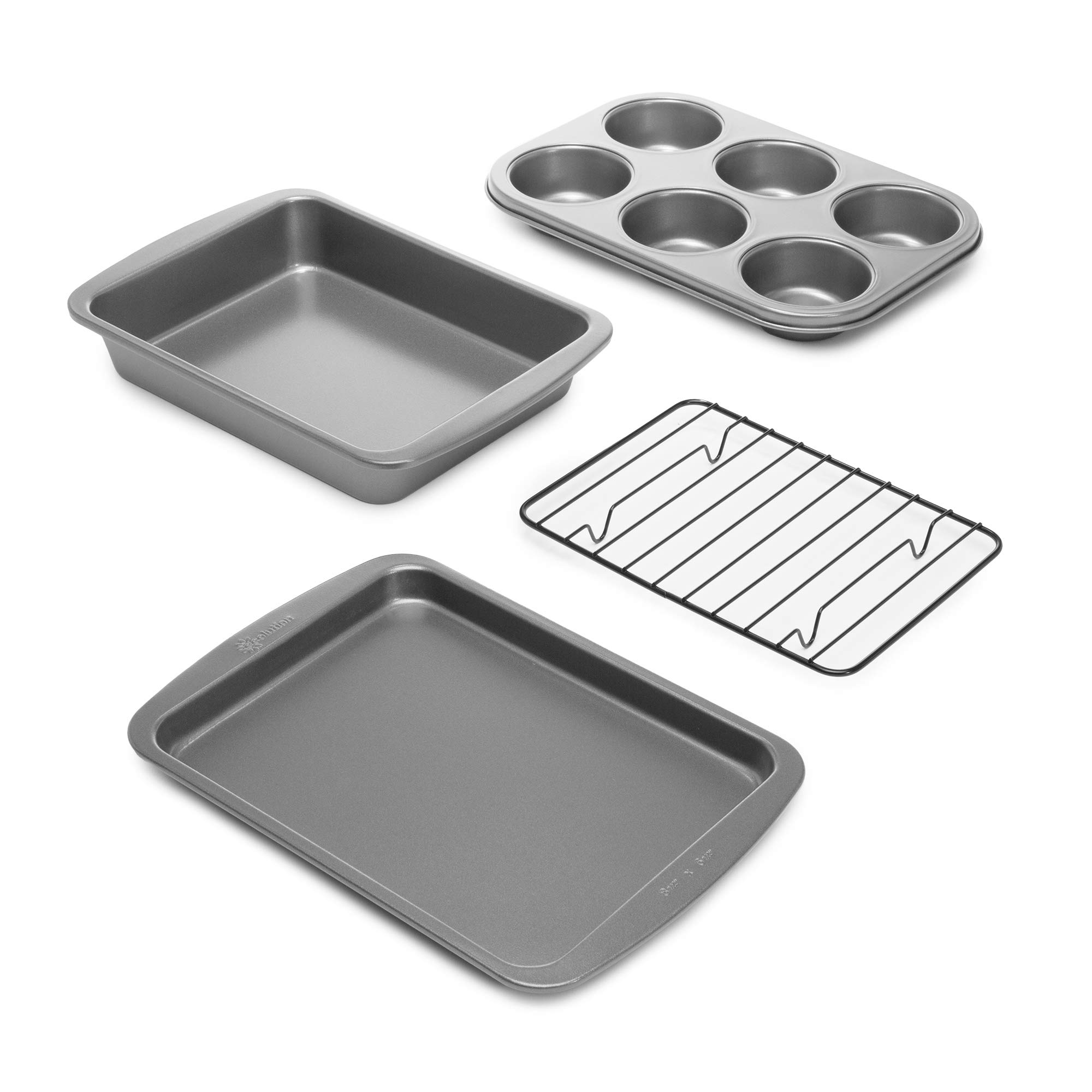【中古】【非常に良い】Ecolution Bakeins 4-Piece Toaster Oven Bakeware Set - PFOA BPA and PTFE Free Non-Stick Coating - He