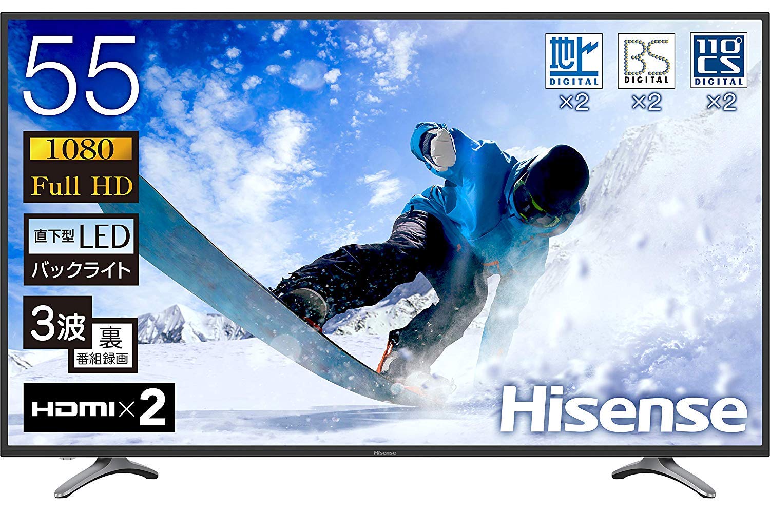 【中古】【人並み外れたに好いたらしい】御機嫌検出 Hisense 55V型 液晶 テレビ受像機 55K30 盛りだくさん高品位テレビ 外信用販売HDD裏番組録画相応う 製造会社3年引き請ける 2018年真似形