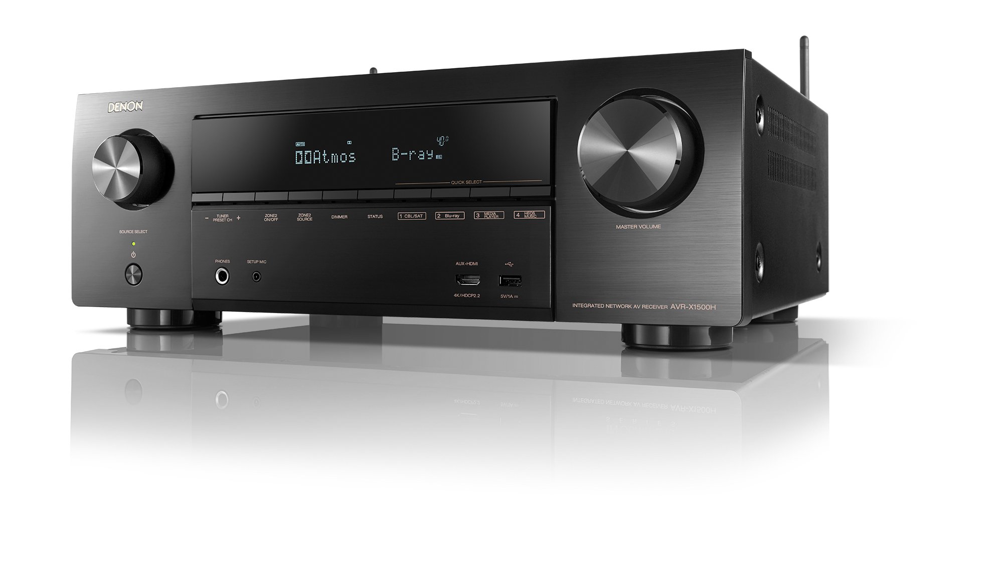 【中古】【非常に良い】Denon AVレシーバー 7.2ch Dolby Atmos/DTS:X/HDR/HEOS/Airplay2対応 ブラック AVR-X1500H-K