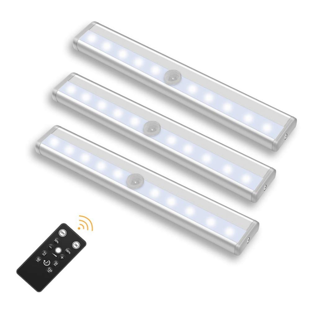 【中古】【非常に良い】BigFox LEDライト スリムタイプ キッチンライト 電池式 リモコン付き 10段階調光可能 タイマー機能 磁石付き 工事不要 棚下照明 簡単設置 省エネ クロゼット/廊下/玄関などに 3点セッ