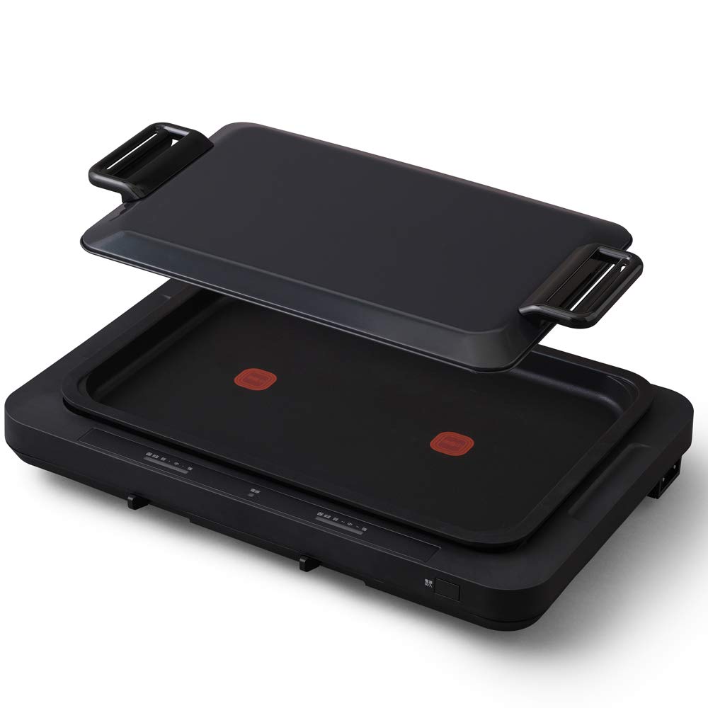【中古】【非常に良い】ホットプレート 左右温度調整 1枚 ブラック WHPK-011-B