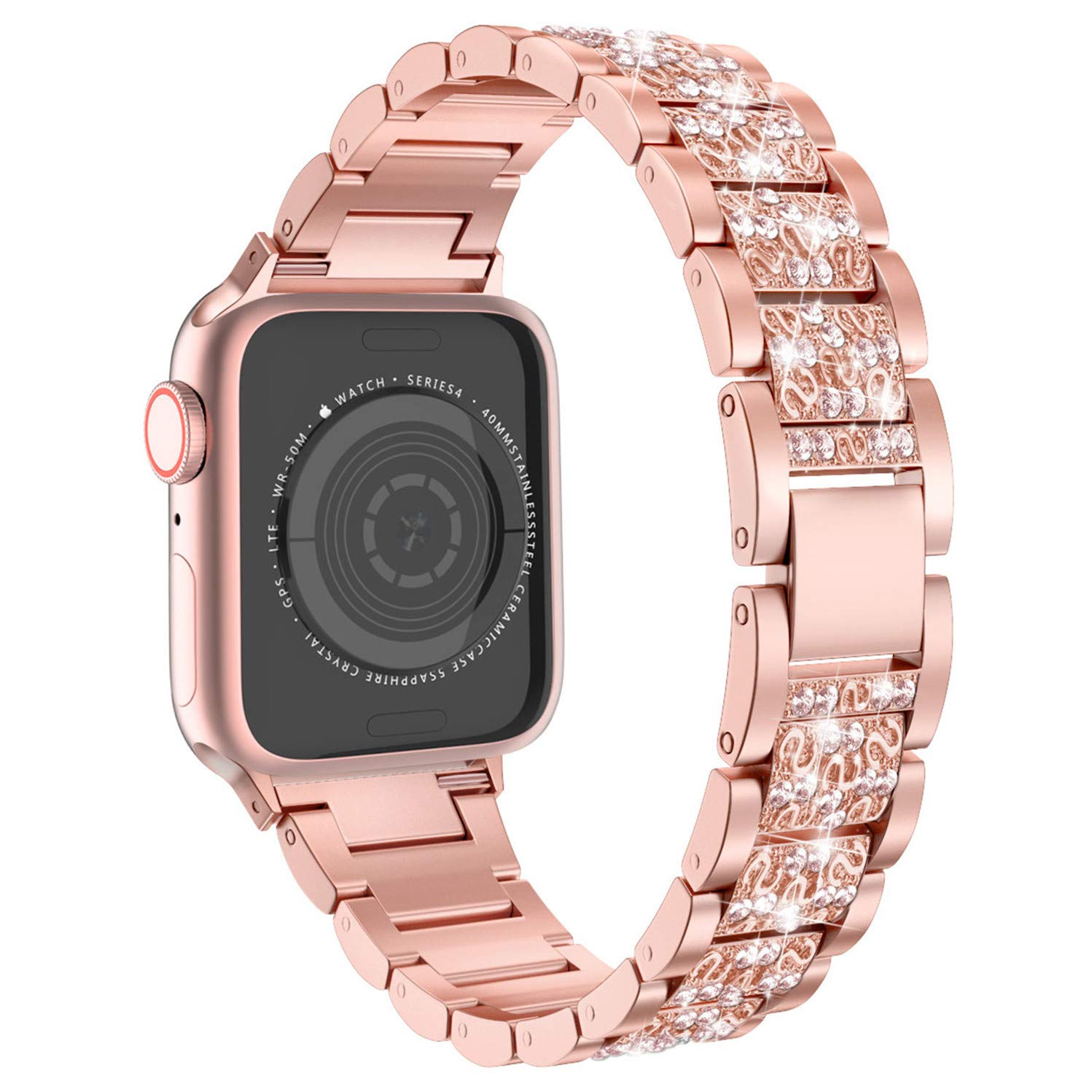 【中古】【非常に良い】LELONG Apple Watch用バンド 38mm 40mm 41mm Series 9 8 7 6 5 4 3 2 1 SE Ultra レディース キラキラ交換用ブレスレット iWatchバ