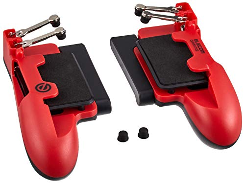 【中古】【非常に良い】エレコム 荒野行動 PUBG タブレット用ゲーム用 グリップ 4ボタン (厚み5.5~7.5mm対応) レッド P-GMGT4B01RD
