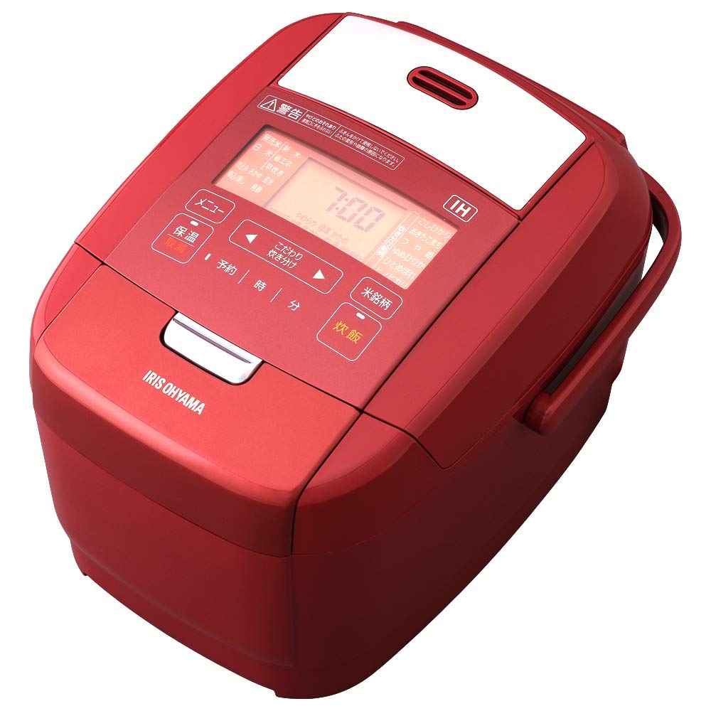 【中古】【非常に良い】アイリスオーヤマ 炊飯器 IH式 3合 メタリックレッド 銘柄炊き分け機能 極厚火釜 蒸しプレート付き 玄米 赤 デザイン RC-IH30-R｜ドリエムコーポレーション