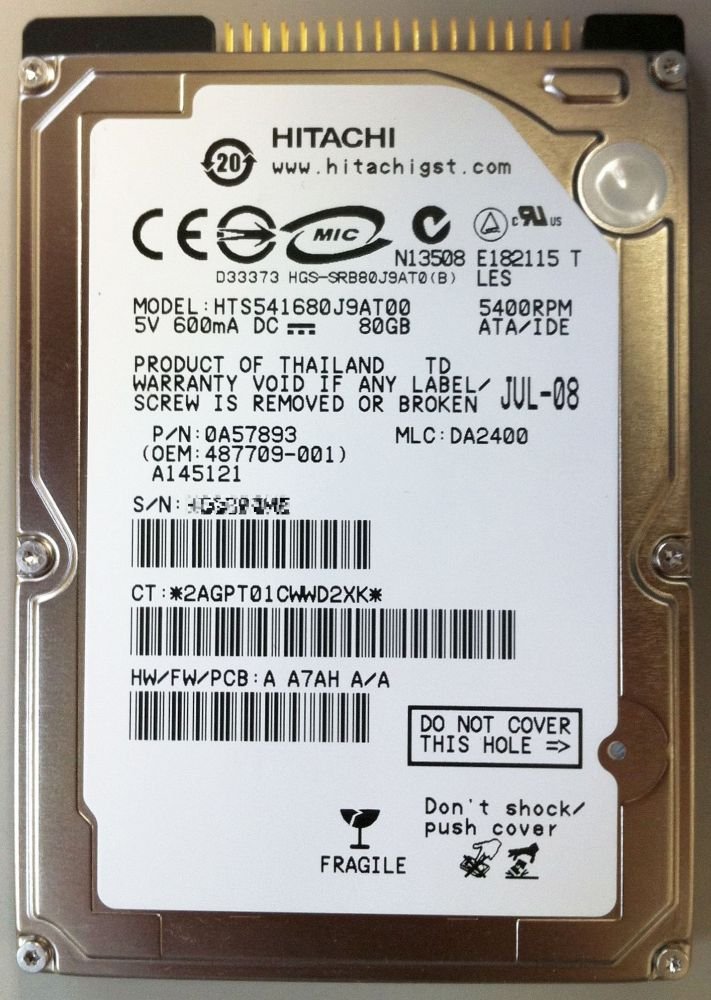 【中古】【非常に良い】日立GST Travelstar 5K160(80GB/ATA100/5400rpm/8MB) HTS541680J9AT00