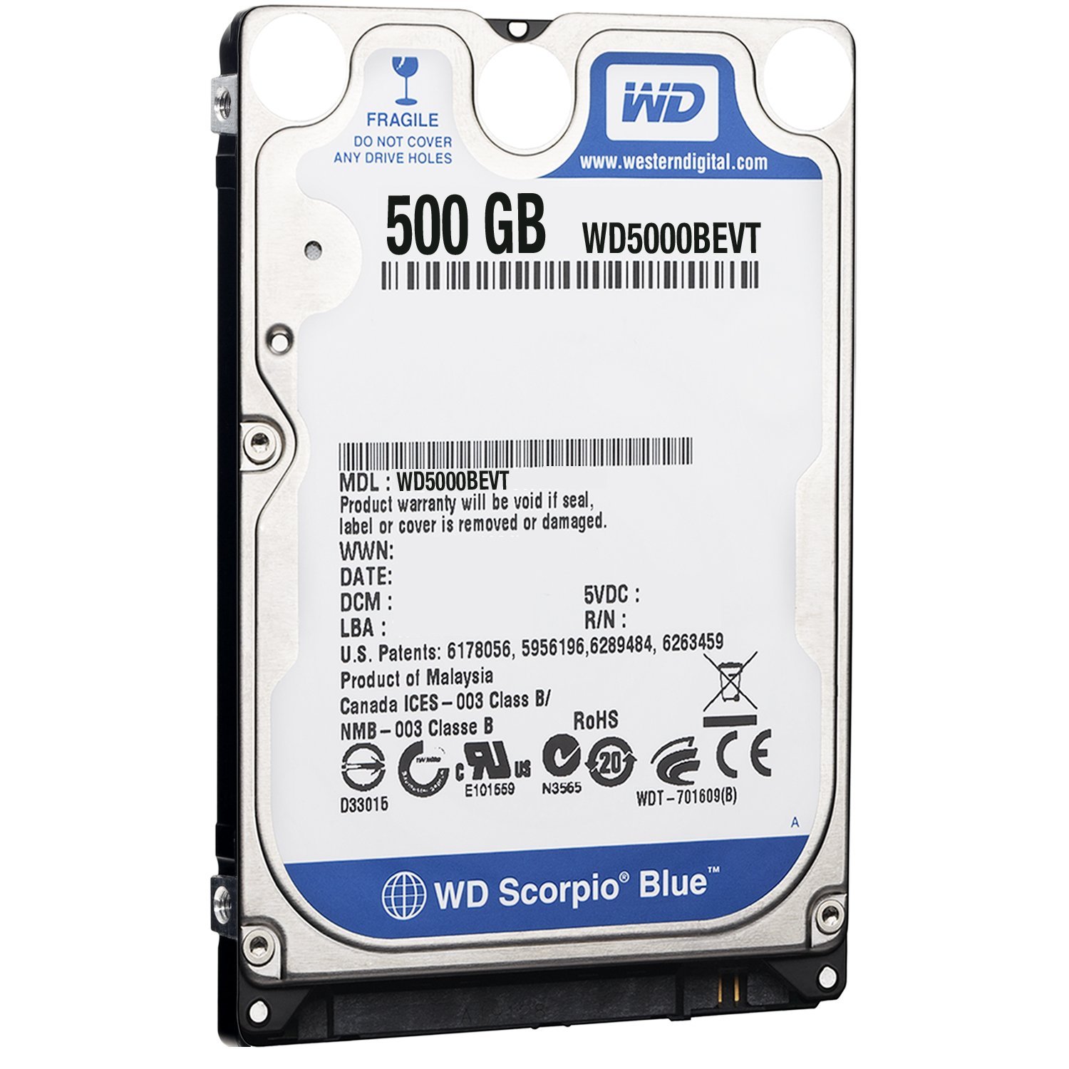 【中古】【人並み外れたに好いたらしい】WESTERN DIGITAL 2.5in内蔵HDD Serial-ATA 5400rpm 500GB 8MB WD5000BEVT