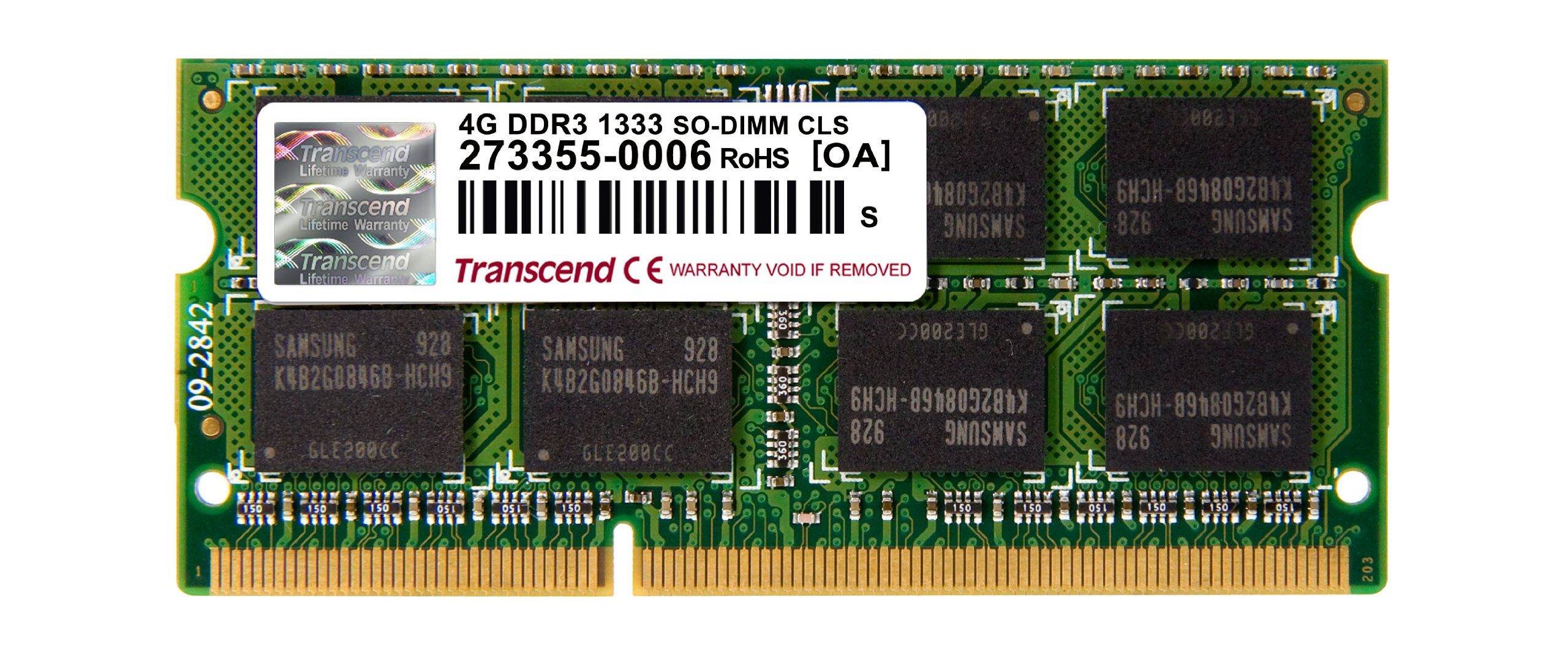 【中古】【非常に良い】Transcend ノートPC用メモリ PC3-10600 DDR3 1333 4GB 1.5V 204pin SO-DIMM TS512MSK64V3N