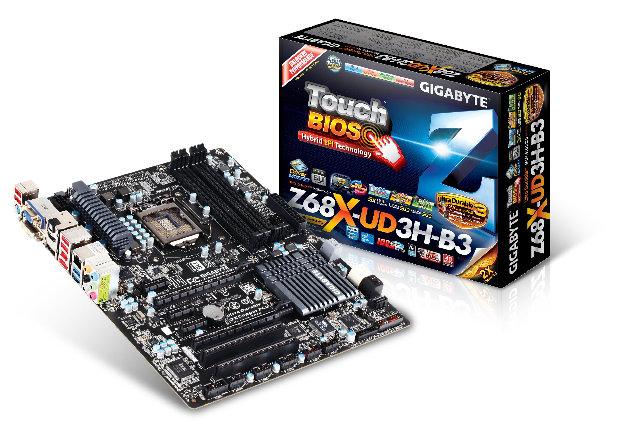【中古】【人並み外れたに好いたらしい】GIGABYTE LGA1155 intel Z68(B3) ATX GA-Z68X-UD3H-B3