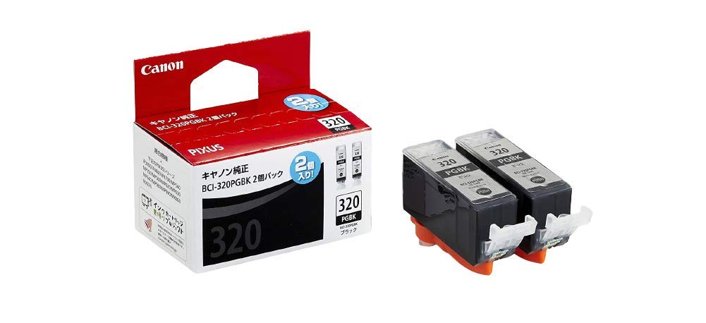 【中古】【非常に良い】キヤノン Canon 純正 インクカートリッジ BCI-320 ブラック 2個パック BCI-320PGBK2P 小