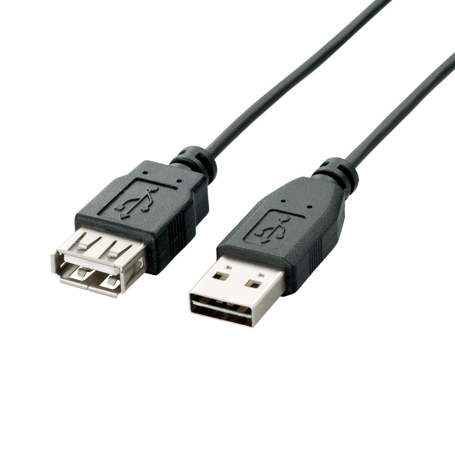【中古】【非常に良い】エレコム USBケーブル 延長 USB2.0 (USB A オス to USB A メス) リバーシブルコネクタ 2m ブラック U2C-DE20BK
