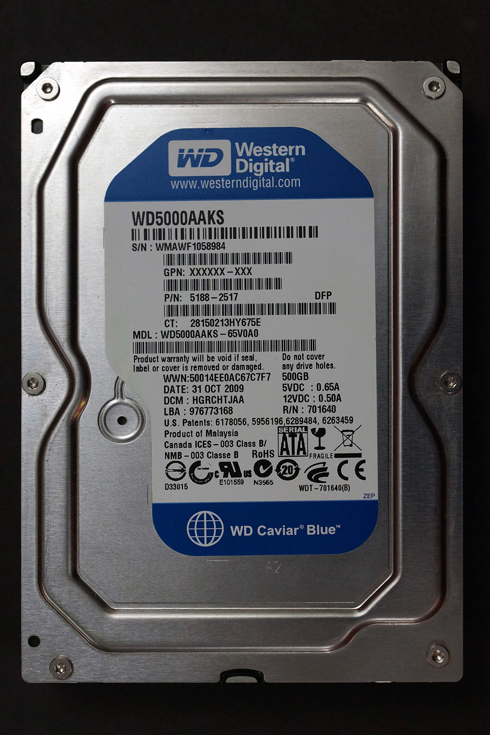 【中古】【非常に良い】Western Digital WD WD5000AAKS 500GB 7200 RPM 16MB キャッシュ SATA 3.0Gb/s 3.5|ドリエムコーポレーション