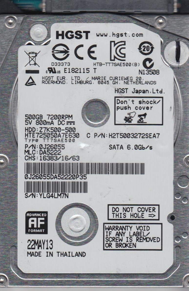 【中古】【人並み外れたに好いたらしい】hts725050 a7e630 Hitachi Travelstar z7 K500 500 GB 7200rpm 2.5in32 MB