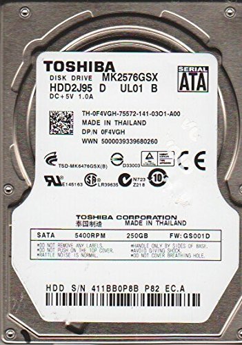 【中古】【非常に良い】mk2576gsx、hdd2j95 D ul01 B、Toshiba 250 GB SATA 2.5ハードドライブ