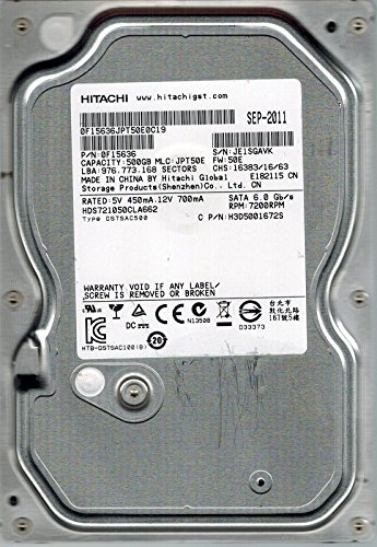 【中古】【非常に良い】Hitachi HDS721050CLA662 500GB P/N: 0F15636 MLC: JPT50E|ドリエムコーポレーション