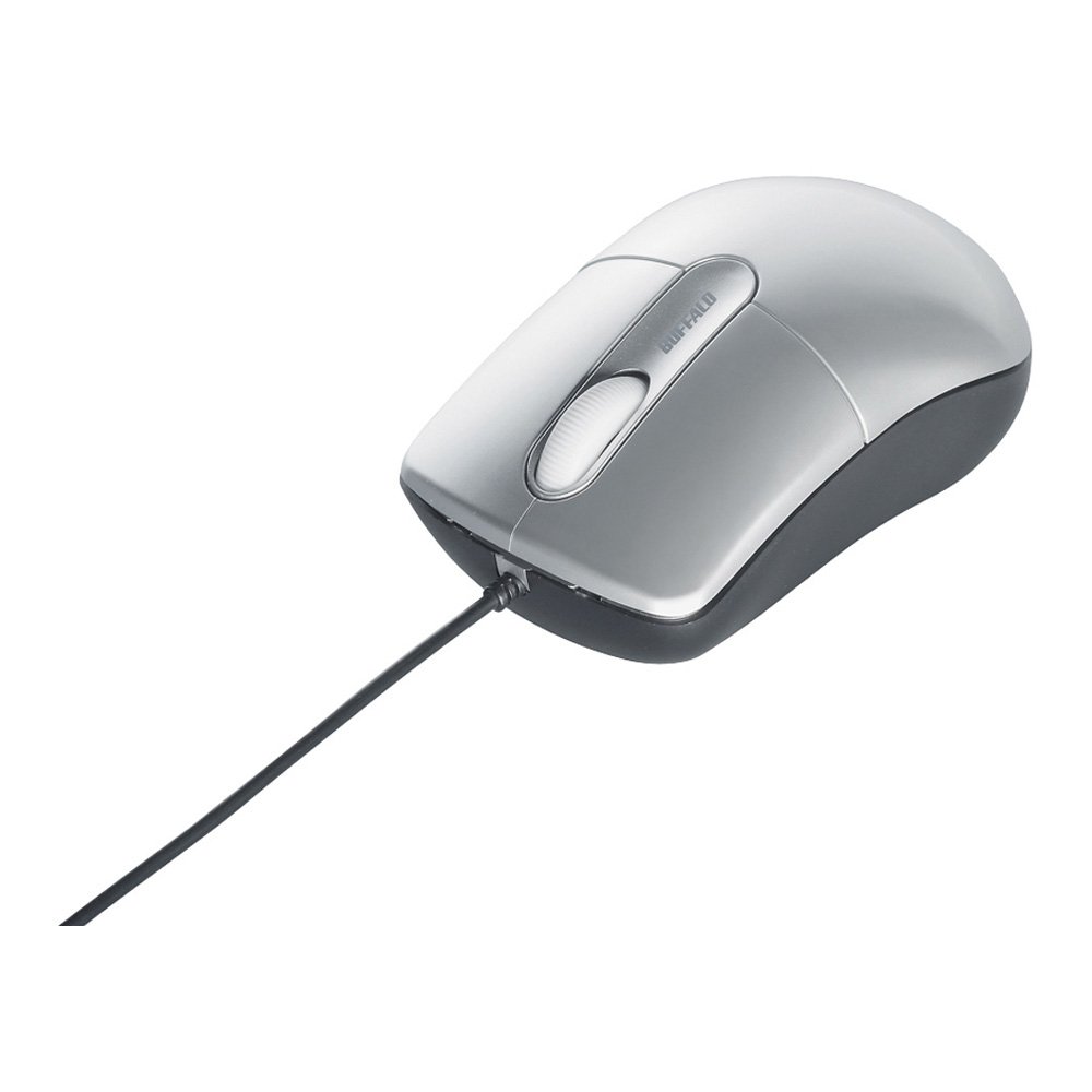 【中古】【非常に良い】バッファロー BUFFALO 有線光学式マウス 静音/3ボタン/Mサイズ シルバー BSMOU27SMSV