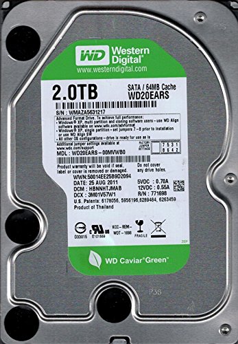 【中古】【非常に良い】Western Digital wd20ears-00mvwb0 DCM : hbnnhtjmab 2tb WmazA