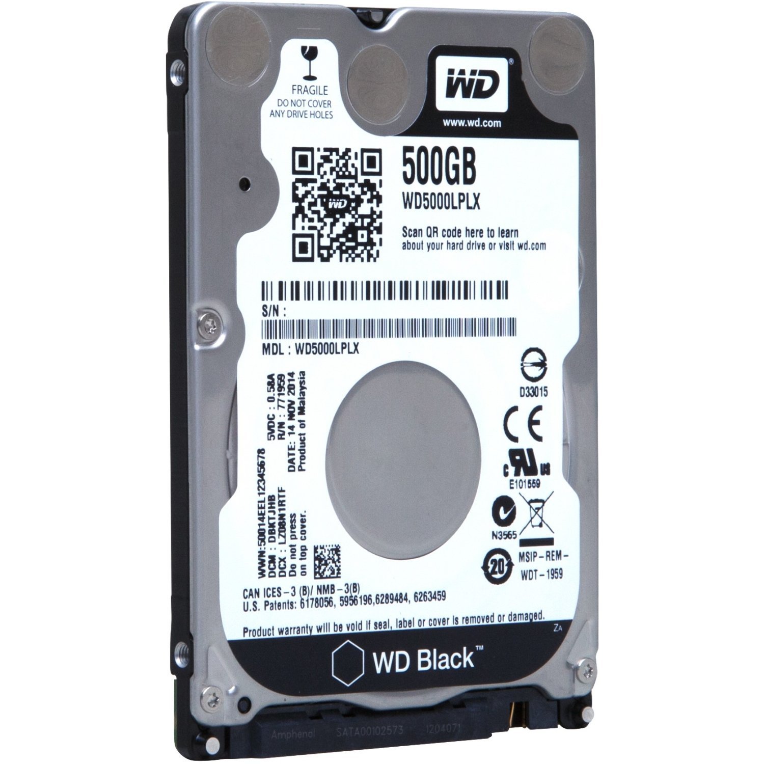 【中古】【人並み外れたに好いたらしい】WD 黒いこと WD5000LPLX 500 GB 2.5in 内蔵捉え所のない運転 - SATA - 7200 rpm - 32 MB 緩衝装置 - 携帯型 - バルク - WD5000LPL