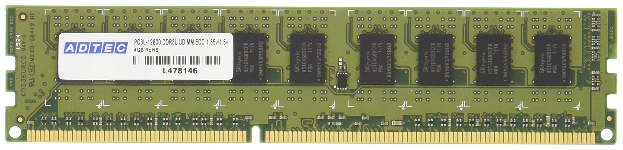 【中古】【非常に良い】アドテック DDR3-1600 UDIMM ECC 4GB 省電力