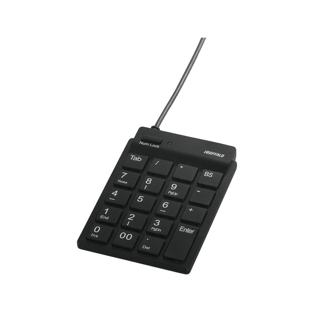 【中古】【非常に良い】バッファロー BUFFALO 有線スリムテンキーボード ハブ付き ブラック BSTKH08BK