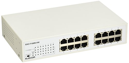 【中古】【非常に良い】エレコム スイッチングハブ 16ポート 10/100Mbps 金属筺体 電源内蔵 19型ラック取付金具付き 動作時環境温度50℃対応 EHC-F16MN-HW