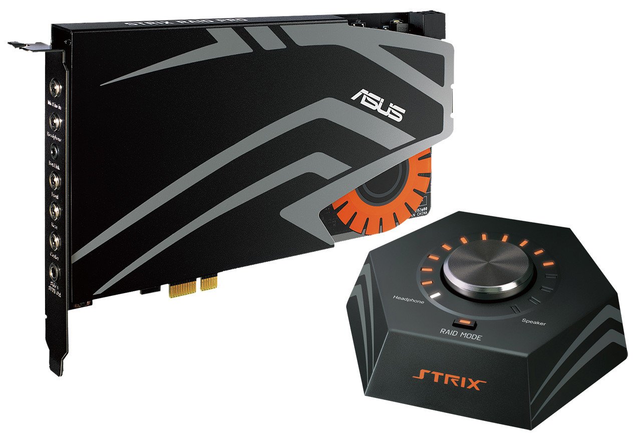 【中古】【非常に良い】ASUSTek ハイレゾ対応 STRIXゲーミング サウンドカード PCI-E コントロールボックス付属 24bit/192kHz STRIX RAID DLX|ドリエムコーポレーション