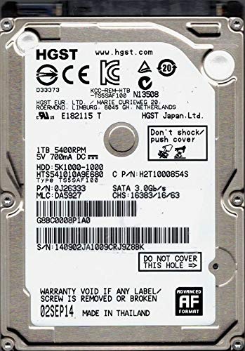 【中古】【非常に良い】hts541010 a9e680 P/N : 0j26333 MLC : da5927 HGST 1tb｜ドリエムコーポレーション