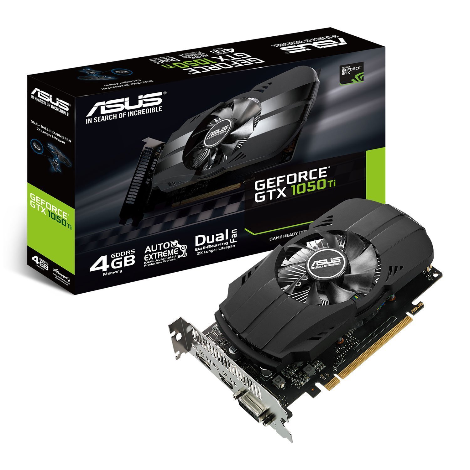 【中古】【非常に良い】Asus NVIDIA GeForce GTX 1050 PH-GTX1050TI-4G 4 GB GDDR5 128ビットメモリHDMI / DP/DVI PCI Express 3グラフィックカ