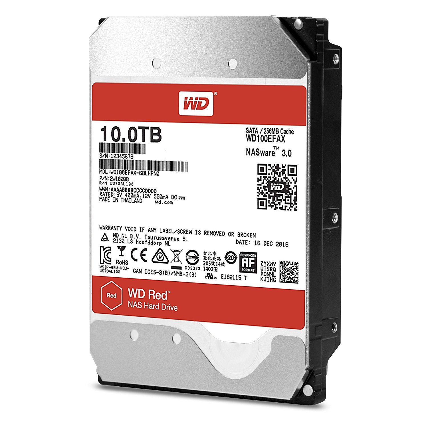 【中古】【人並み外れたに好いたらしい】Western Digital HDD 10肺結核 WD Red NAS RAID 3.5in 内蔵HDD WD100EFAX