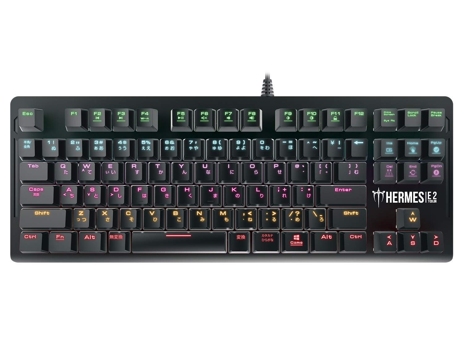 【中古】【非常に良い】GAMDIAS 91キー 青軸 日本語配列 7 Color LEDライト スイッチを採用したメカニカル式ゲーミングキーボード (HERMES E2)