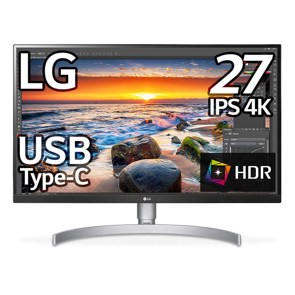【中古】【非常に良い】LG モニター ディスプレイ 27UK850-W 27インチ/4K/HDR対応/IPS非光沢/USB-Type-C、HDMI×2、DisplayPort/スピーカー搭載/FreeSync、高さ調節、