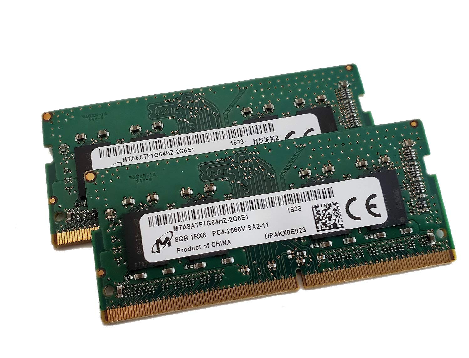 【中古】【非常に良い】純正OEMノートパソコン Ram MTA8ATF1G64HZ-2G6E1 16GB (2x8GB) PC4-21300 DDR4-2666MHz 非ECC 非バッファ 260ピン 1.2V DDR4
