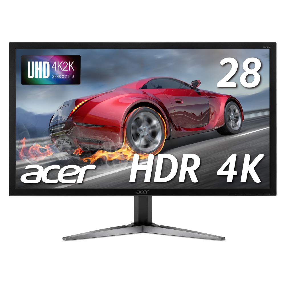 【中古】【非常に良い】Acer ゲーミングモニター ディスプレイ SigmaLine 28インチ 4K KG281KAbmiipx TN 3840x2160 1ms 60Hz FreeSync HDMIx2 DP HDR